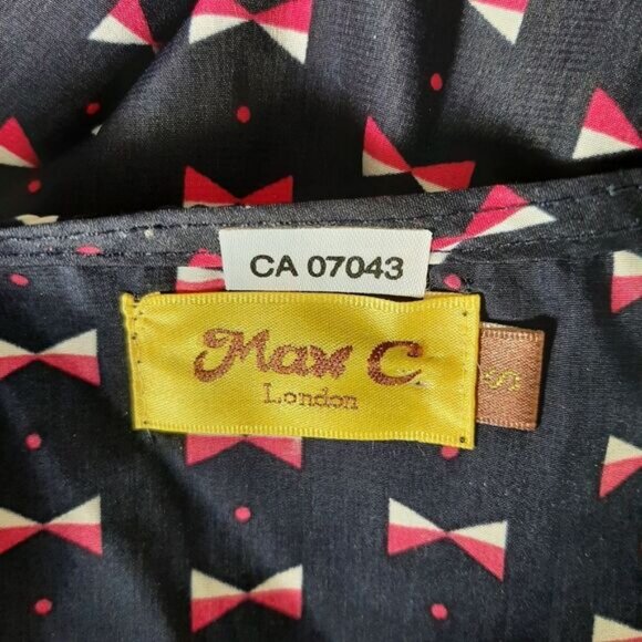 MAX C London Waist-Defined Knee Length Midi Dress Navy Blue Sz S - Picture 9 of 11